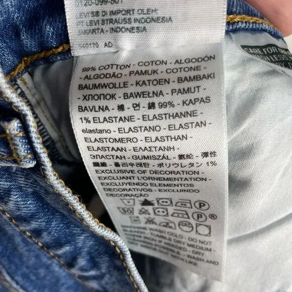 Levi’s Ribcage Shorts Blue Raw Hem Button Fly Cut Off Size 31 - Picture 7 of 8